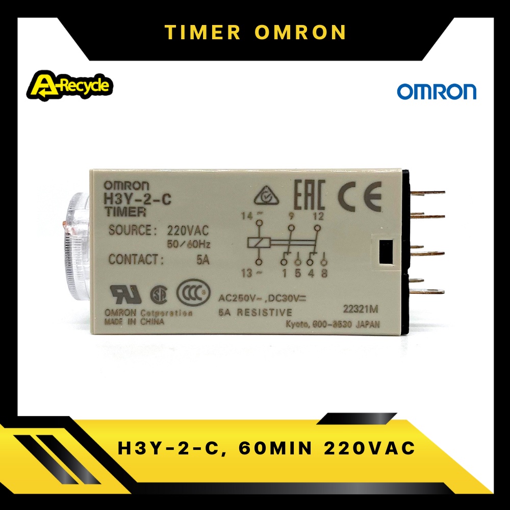 omron-h3y-2-c-60min-220vac-timer-relay-omron-2-contact-8-ขา