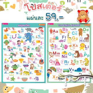 สินค้า โปสเตอร์พลาสติก กขค ABC Number สัตว์ป่า ผลไม้ MIS POSTER