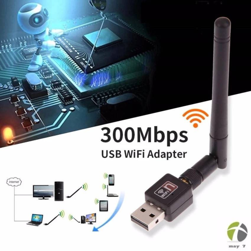 ภาพหน้าปกสินค้าMini USB WiFi 300Mbps Wireless Adapter 802.11n/g/b