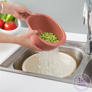 ล้างผักและผลไม้กะละมังพลาสติกมีรูระบายน้ำ ตะกร้าล้างผัก “ทรงรี” เครื่องใช้ในครัว  Drain basket