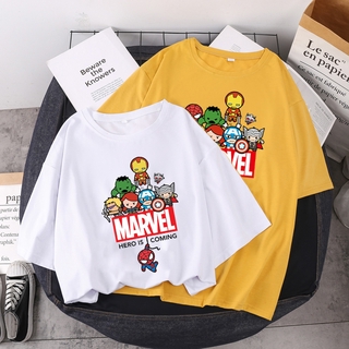 2021 แฟชั่นใหม่ Marvel เสื้อยืดฤดูร้อนผู้หญิงแขนสั้นการ์ตูน Iron Man พิมพ์เสื้อยืด Superhero สุภาพสตรีหลวมเสื้อยืดสีขาว