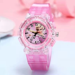 นาฬิกาเด็ก เอลซ่า Elsaสีสันสดใส เรืองแสง นาฬิกาเด็กนักเรียนหญิงนาฬิกาข้อมือ Kids Watch Girls(Pink  YB SS)