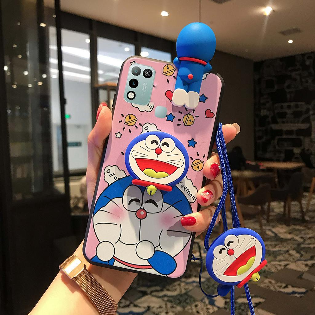 เคสโทรศัพท์สำหรับ-infinix-hot-10-playการ์ตูนน่ารักโดราเอมอนซิลิโคนอ่อนแฟชั่นเคสพร้อมขายึดสายคล้องแบบมีเคส