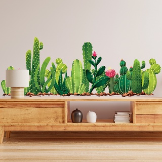 (zooyoo) green plant cactus สติ๊กเกอร์สําหรับติดตกแต่งผนังบ้าน