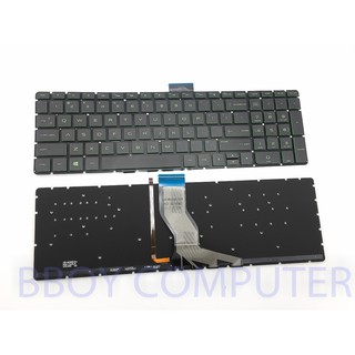 HP Keyboard คีย์บอร์ด HP Pavilion 15-AB 15-AK 15-AU 15-AN 15-AW SERIES สีเขียว มี Backlight