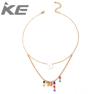 Jewelry Pop Color Rice Bead Flower Butterfly Necklace 2 Sweater Chain for girls for women low