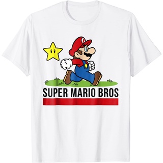 เสื้อยืดสีขาว100%cotton เสื้อ ยืด ราคา ส่ง Nintendo Super Mario Star Walking Graphic T-Shirt men เสื้อ ยืด ผู้ชาย คอกลม