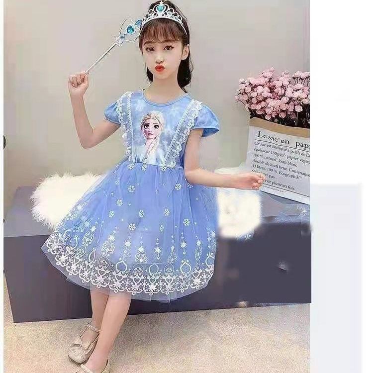 aisha-ชุดเจ้าหญิง-2021-ใหม่แขนสั้นฤดูร้อนชุด-frozen-aisha-ชุดเด็กผู้หญิงชุดวันเกิด