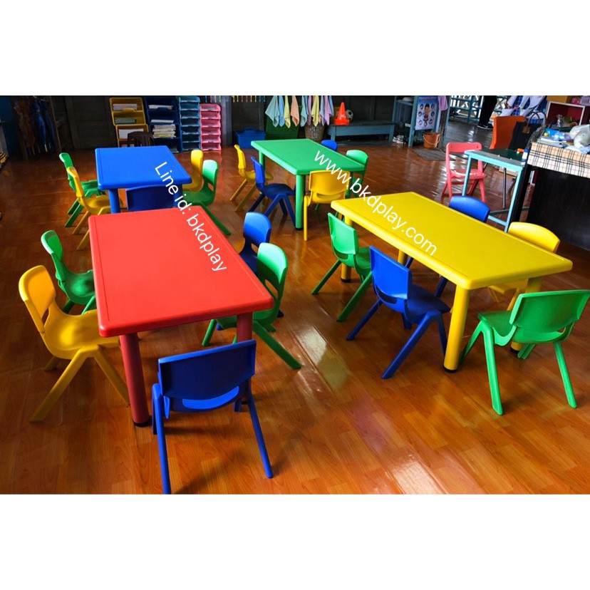 ชุดโต๊ะพร้อมเก้าอี้-6ตัว-โต๊ะเขียนหนังสือ-โต๊ะสี่เหลี่ยมผืนผ้า-โต๊ะกิจกรรม-โต๊ะเด็กอนุบาล-โต๊ะสี่เหลี่ยมผืนผ้า