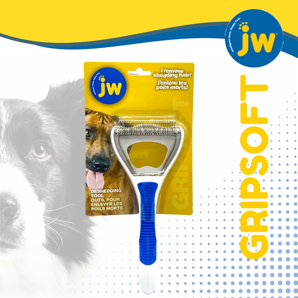JW GripSoft Dog Deshedding Tool แปรงรูดขนร่วง เก็บขนออกเร็ว ใช้ได้กับ
