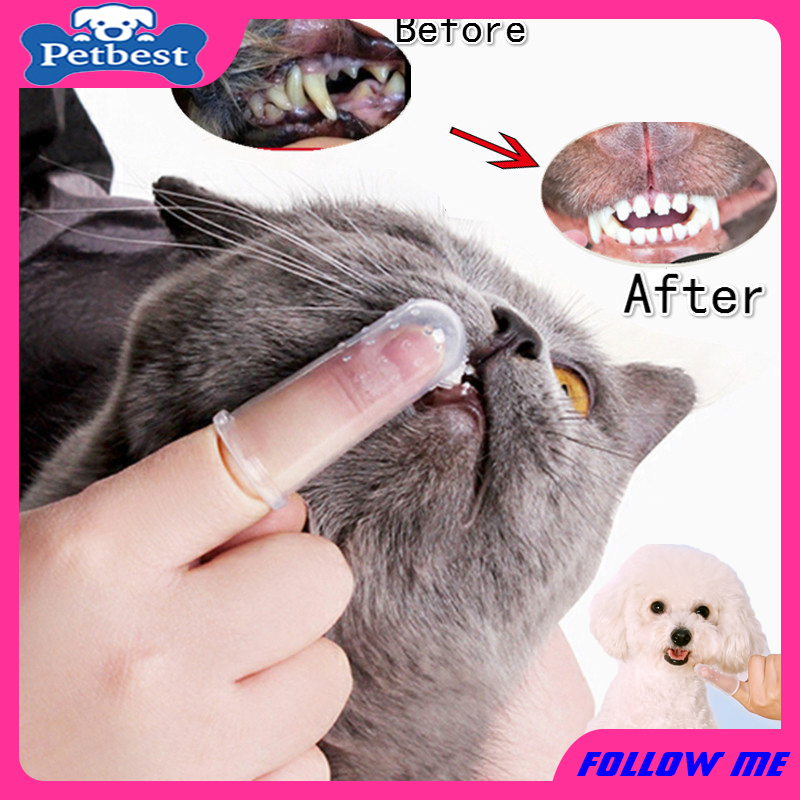 รูปภาพของแปรงสีฟัน แบบสวมนิ้ว ปลอกซิลิโคน สำหรับสัตว์เลี้ยง สุนัข แมว 1 ชิ้นลองเช็คราคา