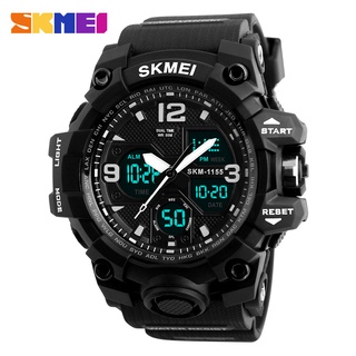 สินค้า SKMEI 1155B นาฬิกาข้อมือผู้ชายกันน้ำมัลติฟังก์ชั่นพร้อมหน้าจอคู่และนาฬิกาอิเล็กทรอนิกส์กีฬากลางแจ้งกันกระแทก