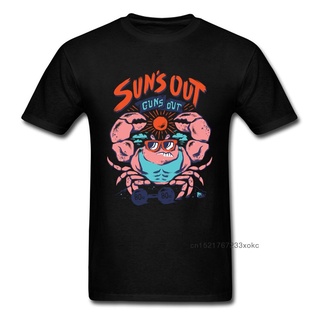 เสื้อยืดวินเทจกระหน่ํา เสื้อยืดลําลอง แขนสั้น พิมพ์ลาย Suns Out Guns Out Crab สีดํา สําหรับผู้ชาย IHibjn75OBafdf61S-5XL