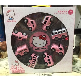 รถเหล็ก HELLO KITTY ชุด 8 คัน มีลาน ถอยหลังปล่อยแล้ววิ่งคะ