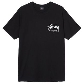 Stussy เสื้อยืดลําลองสําหรับผู้ชายผู้หญิงแขนสั้นสีพื้นทรงหลวม