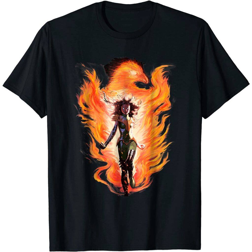 marvelเสื้อยืดผู้ชายและผู้หญิง-marvel-x-men-rise-of-the-dark-phoenix-flames-graphic-t-shirt-marvel-mens-womens