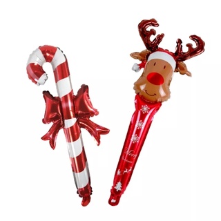 ภาพขนาดย่อของภาพหน้าปกสินค้า24 Inch Christmas Inflatable Tube Cane Candy Elk Head Gingerbread Man Snowman Holding Balloon Party Decoration Girl Balloon จากร้าน lovesunshine.th บน Shopee ภาพที่ 4