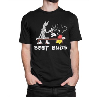 เสื้อยืดโอเวอร์ไซส์เสื้อยืดลายใหม่ Best Buds Bugs Bunny และ Mickey Mouse สุดฮอตS-3XL