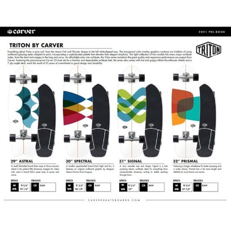 Surfskate พร้อมส่ง ผ่อนชำระได้ TRITON X CARVER SURFSKATE COMPLETE CX มี