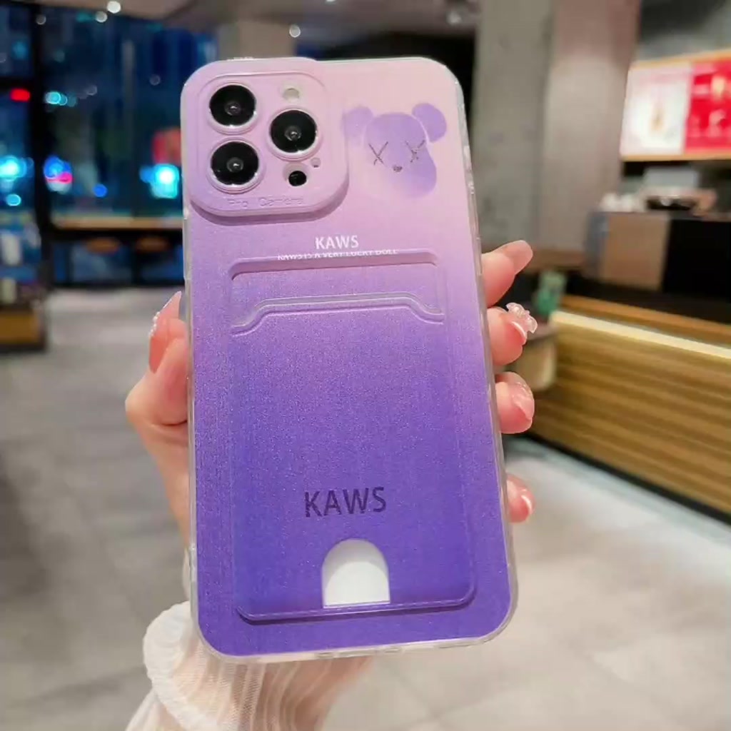 เคสโทรศัพท์มือถือ-แบบนิ่ม-ลายหมี-kaws-พร้อมช่องใส่บัตร-สําหรับ-huawei-y9-prime-y9a-y7-y6-prime-y6p-y6s-2020-2019-2018-y7a-p-smart-2021