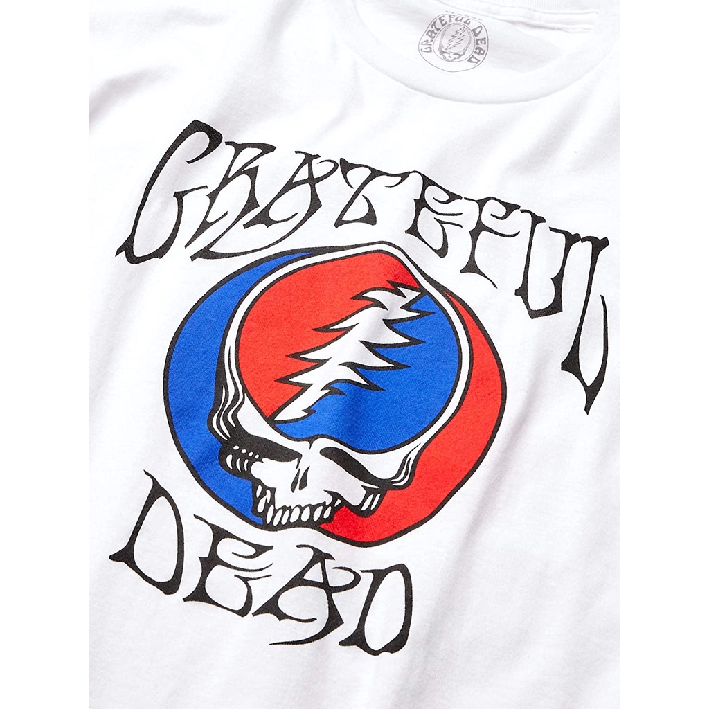 impactเสื้อยืดแขนสั้น-impact-grateful-dead-logo-with-steal-your-face-fitted-mens-t-shirt-impact-round-neck-t-shirt