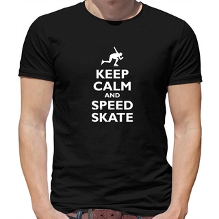 [COD]ขายดี เสื้อยืดลําลอง แขนสั้น พิมพ์ลาย Keep Calm And Speed Skate LAgaei75AFdlch53 สไตล์คลาสสิก สําหรับผู้ชาย เหมาะกั