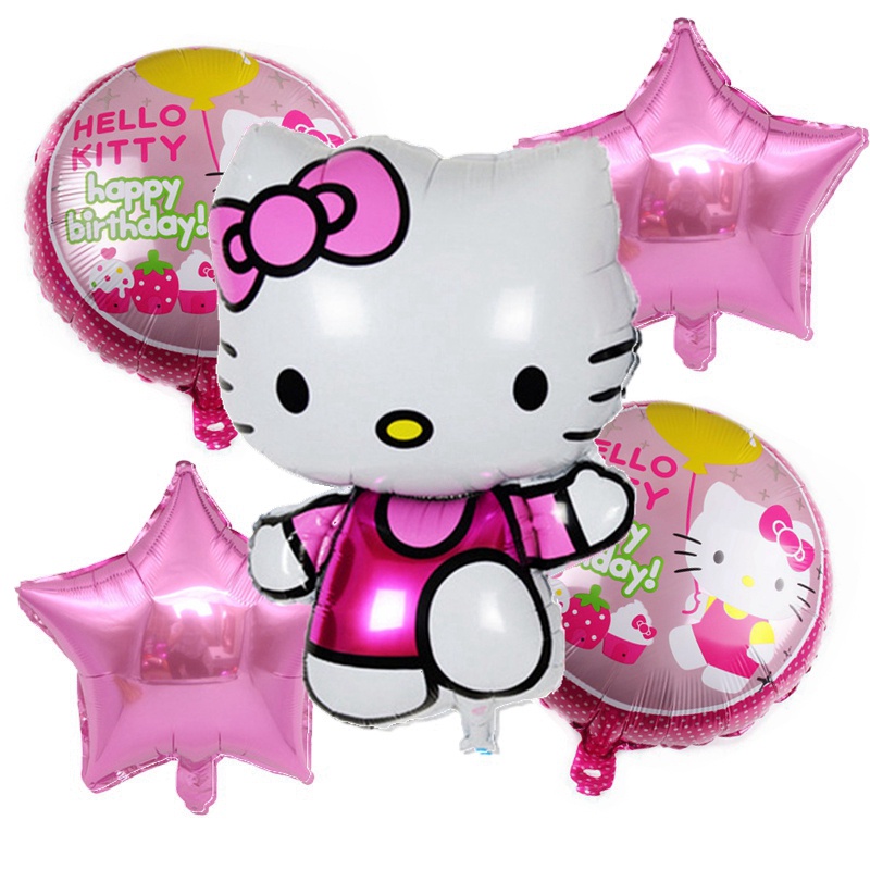 ชุดลูกโป่งฟอยล์ลาย-hello-kitty-สำหรับตกแต่งปาร์ตี้-5-ชิ้น