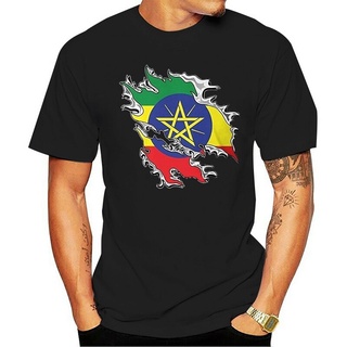 เสื้อยืดผ้าฝ้ายพิมพ์ลาย เสื้อยืด พิมพ์ลายธงชาติเอธิโอเปีย สําหรับผู้ชาย  #เสื้อยืดผ้าฝ้าย คอกลม 39sO