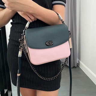 (ผ่อน0%) กระเป๋าสะพายข้าง Coach 89088 Cassie crossbody 19 in colorblock มี 3 สาย หนังแท้ สีเขียว ชมพู งานshop