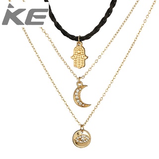 Korean version of Harajuku double-collar, all-match palm moon diamond pendant clavicle chain a