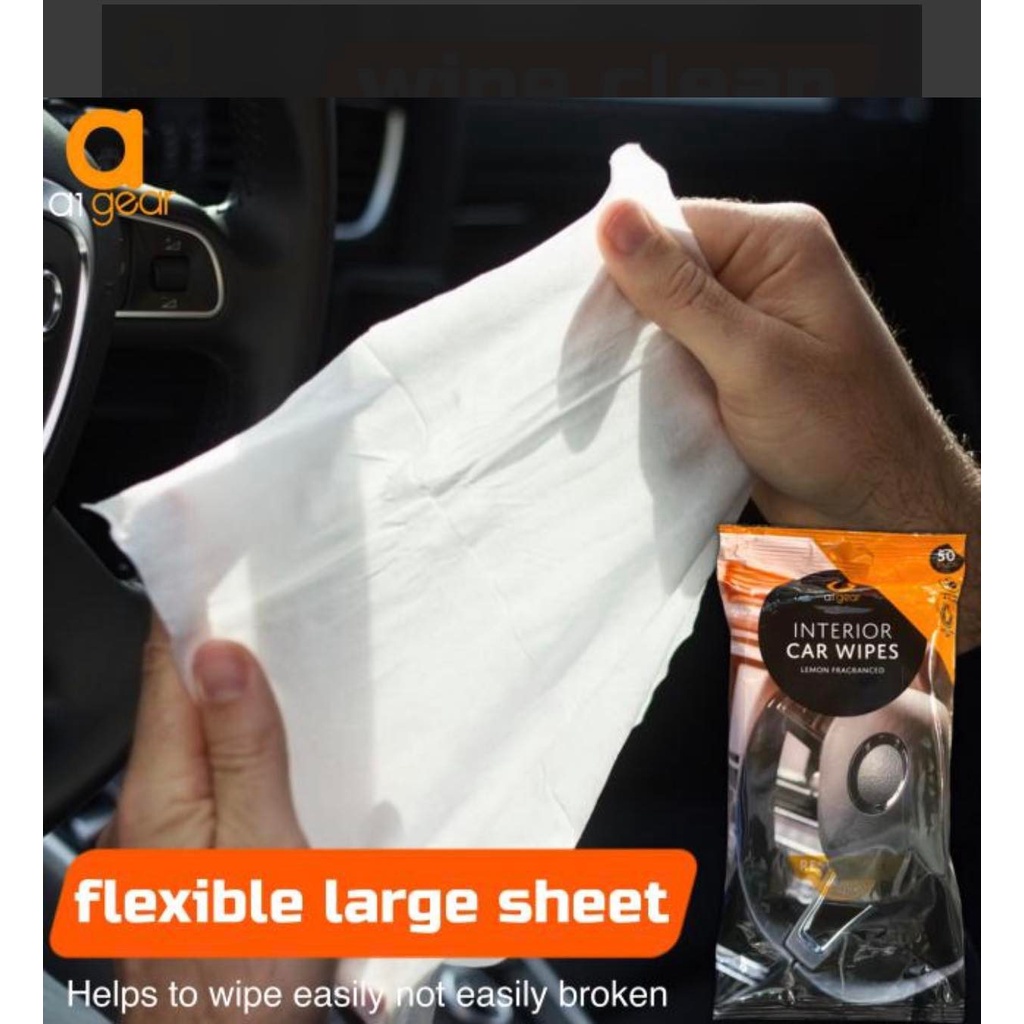 ใหม่-พร้อมส่ง-ผ้าเปียกเช็ดทำความสะอาดภายในรถ-car-wipes-แผ่นใหญ่มาก