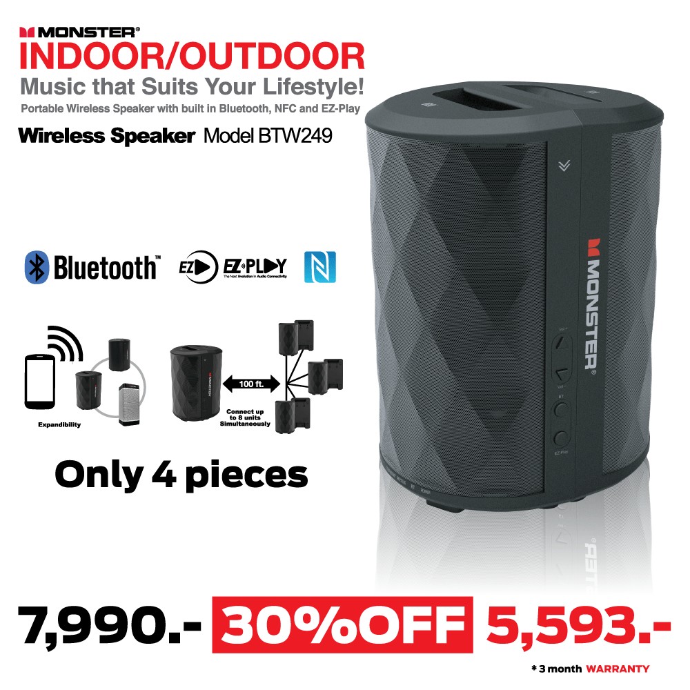 Monster ลำโพงบลูทูธ รุ่น BTW249 Speaker Black Shopee Thailand