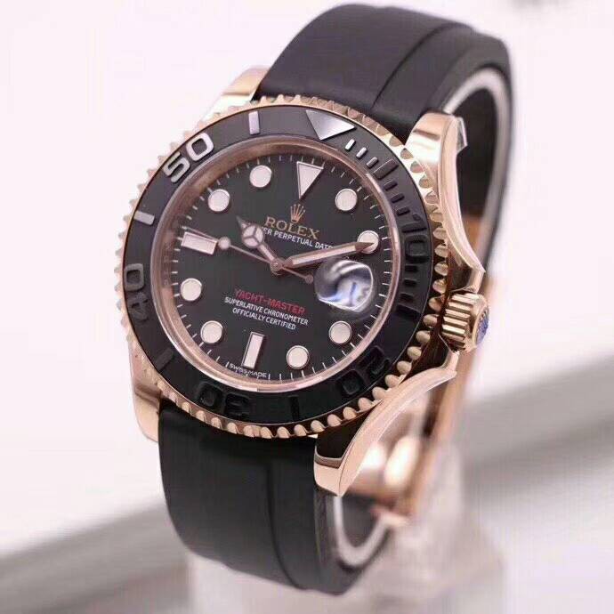 rolex-นาฬิกา-rolex-yacht-mingshi-rose-gold-black-นาฬิกาเครื่องจักรกลอัตโนมัติผู้ชาย-116655bk