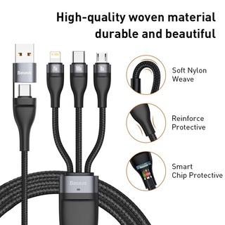 ภาพหน้าปกสินค้าBaseus 3IN1 100W สายชาร์จเร็ว Usb Fast Charge Data Cable USB to M+L+C สายชาร์จ ที่เกี่ยวข้อง