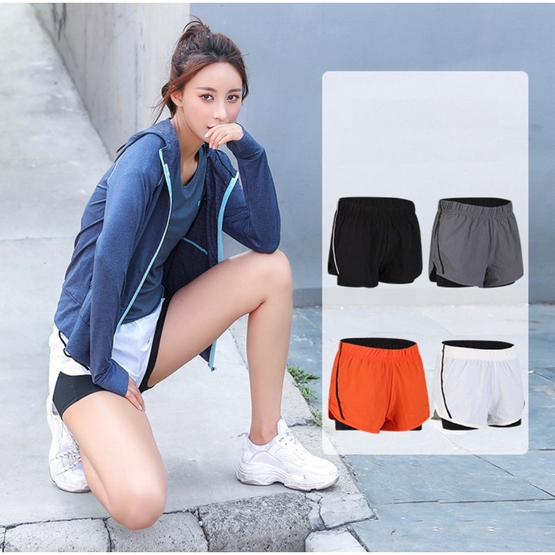 ภาพหน้าปกสินค้าSw023กางเกงออกกำลังกายขาสั้น กางเกงผู้หญิง กางเกงวิ่ง โยคะ มีซับในใส่สบายไม่โป๊.
