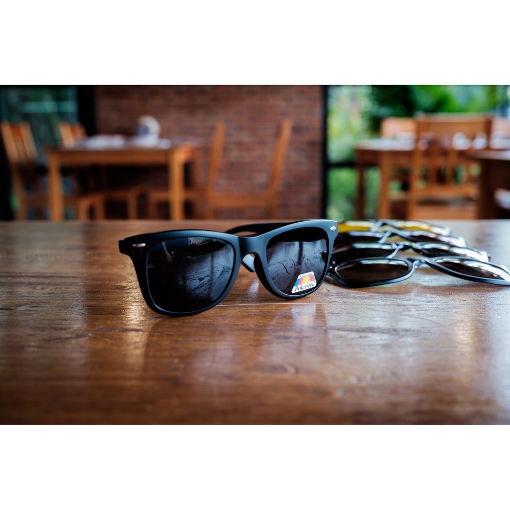 แว่นกันแดด-multi-magnet-5in1-ลดการสะท้อนแสงและกันแดด-เลนส์-polarized-คลิปออน-เปลี่ยนเลนส์