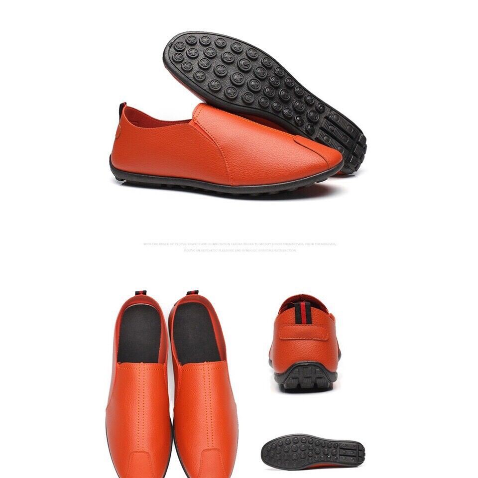 ภาพสินค้าSale  New รองเท้าแฟชั่น ผู้ชาย รองเท้าหนังแบบสวม 3สี (สีขาว ) สีดำสีส้ม8609 จากร้าน zzds123 บน Shopee ภาพที่ 5