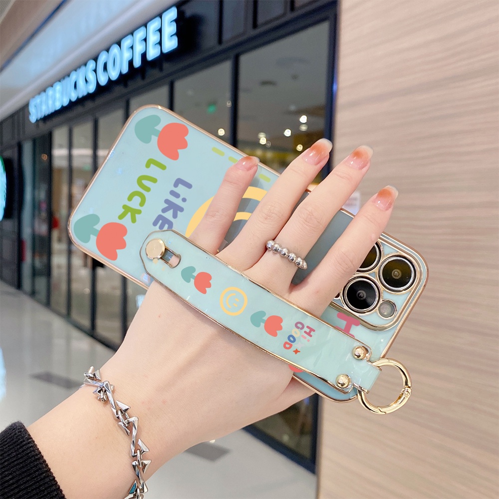 oppo-f11-f9-f7-f5-find-x3-pro-youth-เคสออปโป้-สำหรับ-case-cartoon-girls-smile-wrist-strap-tpu-เคส-เคสโทรศัพท์-เคสมือถือ-protective-case-full-cover-shockproof-shells