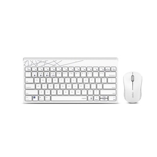 คีย์บอร์ดและเม้าส์ไร้สาย KEYBOARD & MOUSE WIRELESS  RAPOO KB-8000M-WH [TH/ENG] (KB-8000M-WH) WHITE