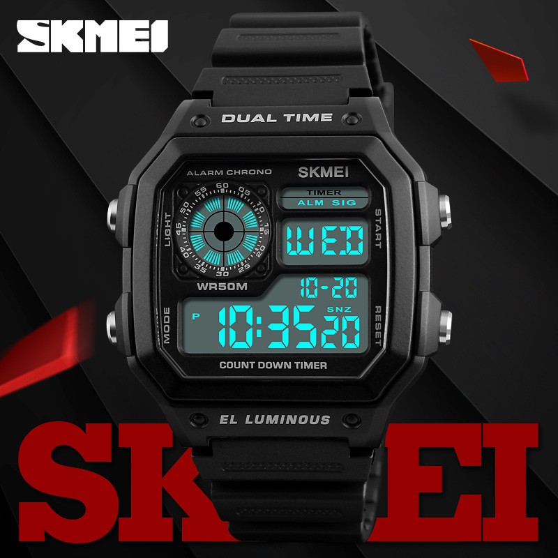 skmei-นาฬิกาข้อมือดิจิทัล-led-สาย-pu-กันน้ํา-อเนกประสงค์-สําหรับผู้ชาย