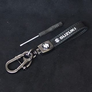 [KEYCHAIN] พวงกุญแจรถยนต์ หนัง PU หัวเข็มขัดโลหะ สีดํา สําหรับ Suzuki Grand Vitara Suzuki Sx4 Swift Alto