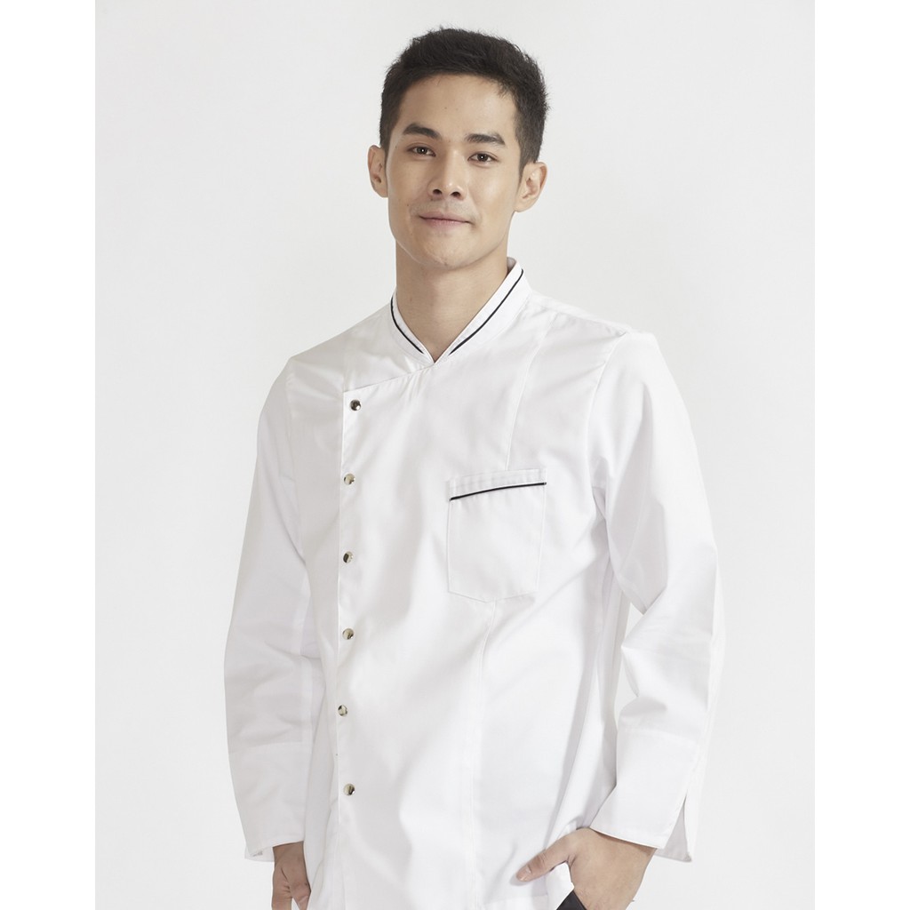 ภาพหน้าปกสินค้าdapp Uniform เสื้อเชฟ แขนยาว Johnny White Longsleeves Chef Jacket with Press Buttons สีขาว(TJKW1010) จากร้าน dappuniform บน Shopee
