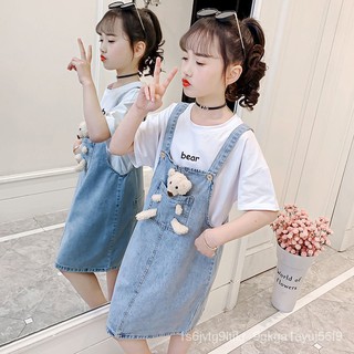 [6-15 years old]Childrens dress with belt Korean fashion classic anime dress