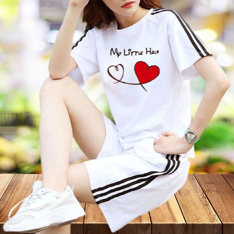 เสื้อยืดผู้หญิง-เสื้อยืดไซส์ใหญ่-สูท-cotton-casual-suit-short-womens-wave-ins-ins-ฤดูร้อนเวอร์ชั่นเกาหลีแฟชั่น-lo