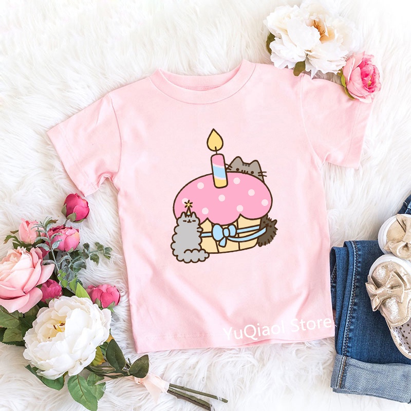 เสื้อยืด-พิมพ์ลายกราฟฟิคแมว-pusheen-สีชมพู-แฟชั่นฤดูร้อน-สําหรับเด็กผู้หญิง-2022