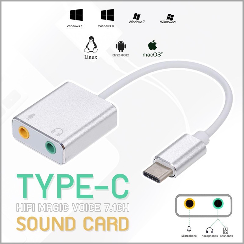 USB Type-c Audio Adapter External Stereo Sound Card With 3.5mm Headpho  その他周辺機器 | isspse.org