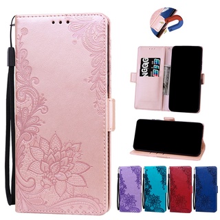 เคสหนัง ฝาพับ ลายลูกไม้ พร้อมช่องใส่บัตร และขาตั้ง สําหรับ Realme C30 C30s 8 GT 2 C2 Master Narzo 50A 50i Prime Pro