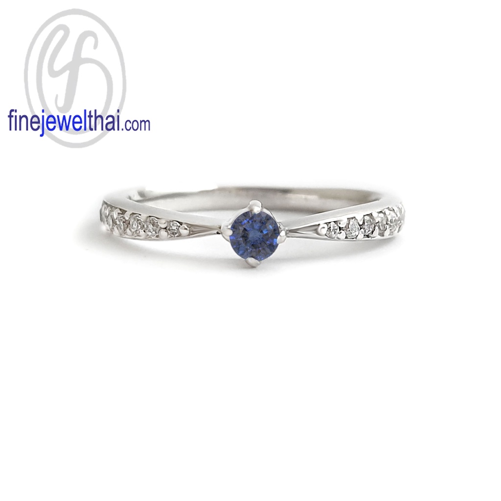 finejewelthai-แหวนไพลิน-ไพลินแท้-แหวนเพชรcz-แหวนเงินแท้-พลอยประจำเดือนเกิด-blue-sapphire-silver-ring-birthstone-r1378bl