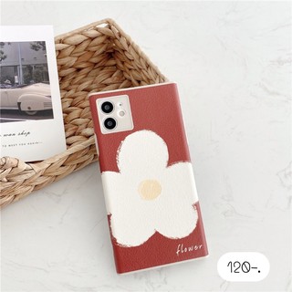 เคสโทรศัพท์ เคสมือถือ เคสลายดอกไม้ พร้อมส่ง 🌹เคสหนังขอบมนลายดอกไม้พื้นแดง F69