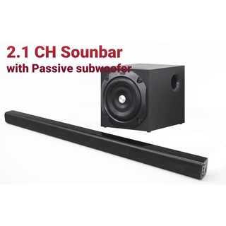 [ลด15% โค้ดGMQC296] Sounbar 2.1 CH with Passive subwoofer M-9100 Music D.J. ขนาด 6.5" 50 w มีไฟ  เสียบUSB  TF MP3